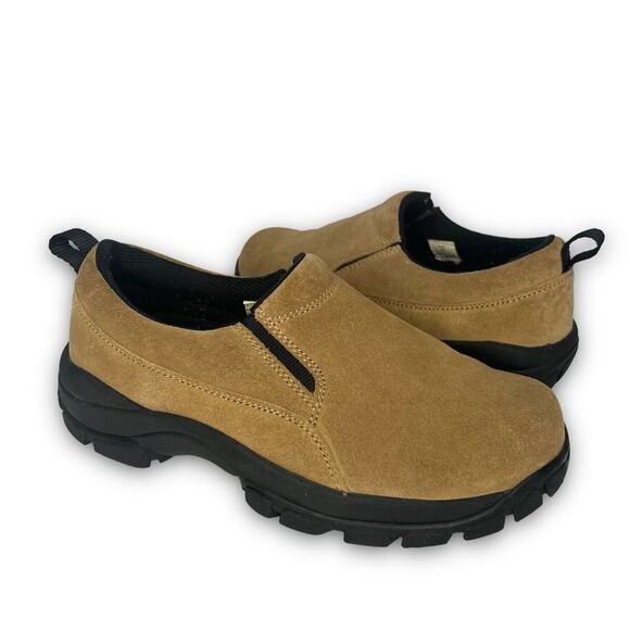 Lands'‎ End Women's Tan Suede All Weather Slip-On Moc Comfort Walking Shoes Sz 5 - Picture 1 of 12